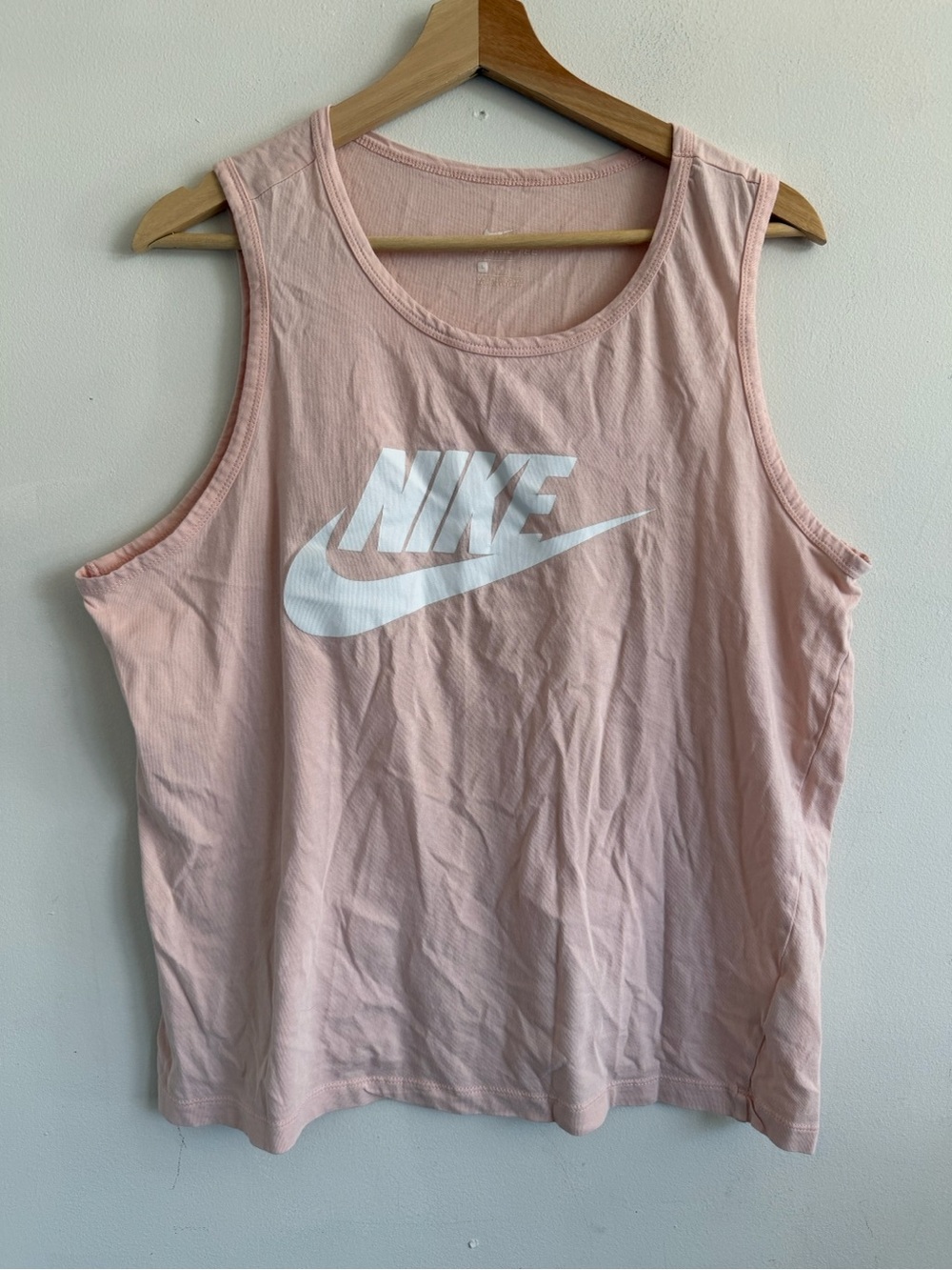 Nike Women's Light Pink Tank with White Swoosh Logo